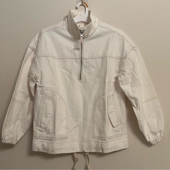 LNDN London denim Cream Quarter-Zip Pullover Jacket Size XS - Picture 1 of 8
